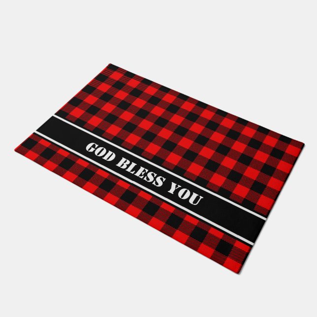 Lumberjack Style - red fabric + your ideas Doormat (Angled)