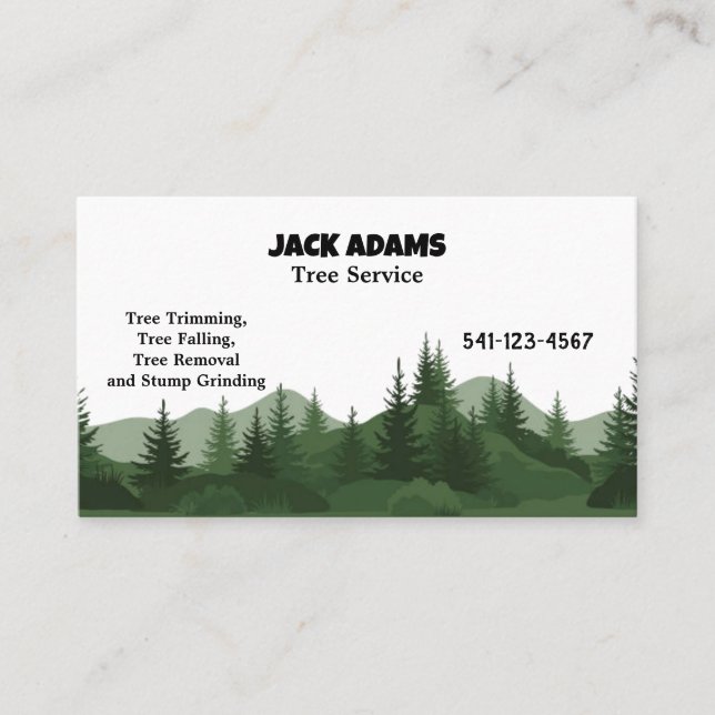 Lumberjack Tree Service Business Card (Front)