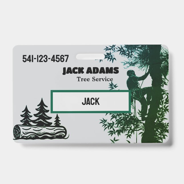 Lumberjack Tree Service Business Card Badge (Front)