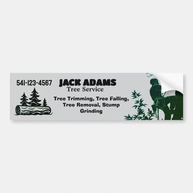 Lumberjack Tree Service Business Card Bumper Sticker (Front)