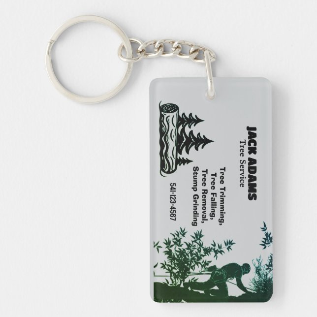 Lumberjack Tree Service Business Card Keychain (Front)