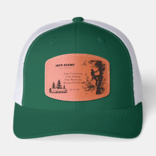 Lumberjack Tree Service Business Card Leather Patch Hat