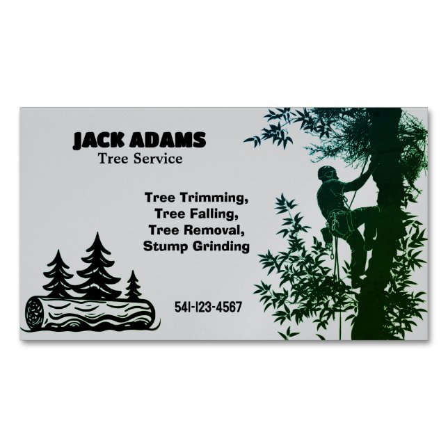 Lumberjack Tree Service Magnetic Business Card (Front)
