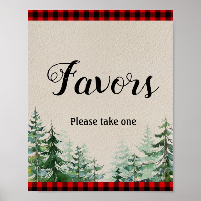 Lumberjack Watercolor Favor Sign (Front)