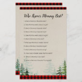 Lumberjack Watercolor Who Knows Mommy Best Game (Front/Back)