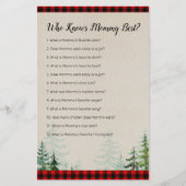 Lumberjack Watercolor Who Knows Mommy Best Game (Front)