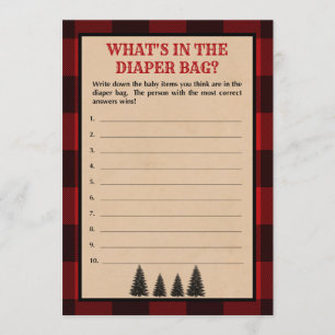 Lumberjack What's in the Diaper Bag Shower Game Program