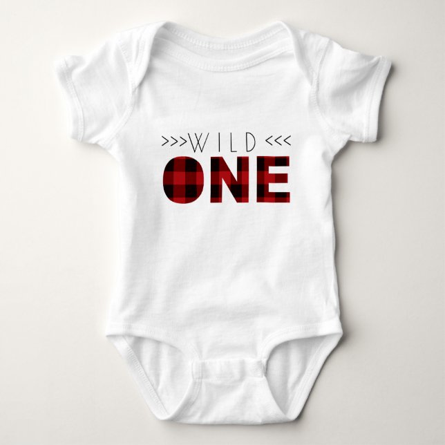 Lumberjack Wild One | First Birthday Baby Bodysuit (Front)