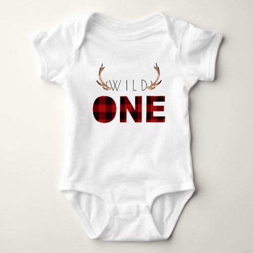 Lumberjack Wild One  First Birthday Baby Bodysuit