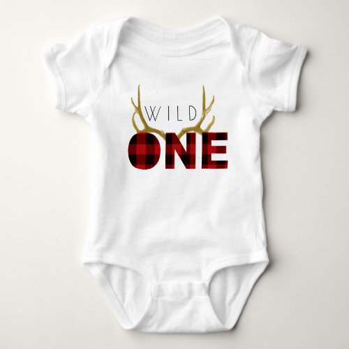 Lumberjack Wild One  First Birthday Baby Bodysuit