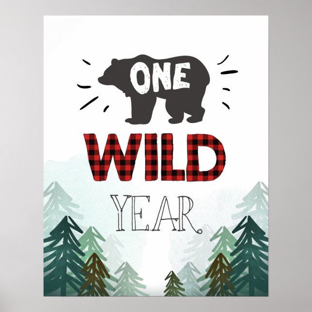 Lumberjack Wild One Forest One Wild Year Sign (Front)