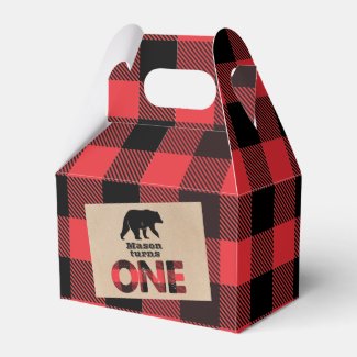 Lumberjack Wilderness Boys First Birthday Favor Box