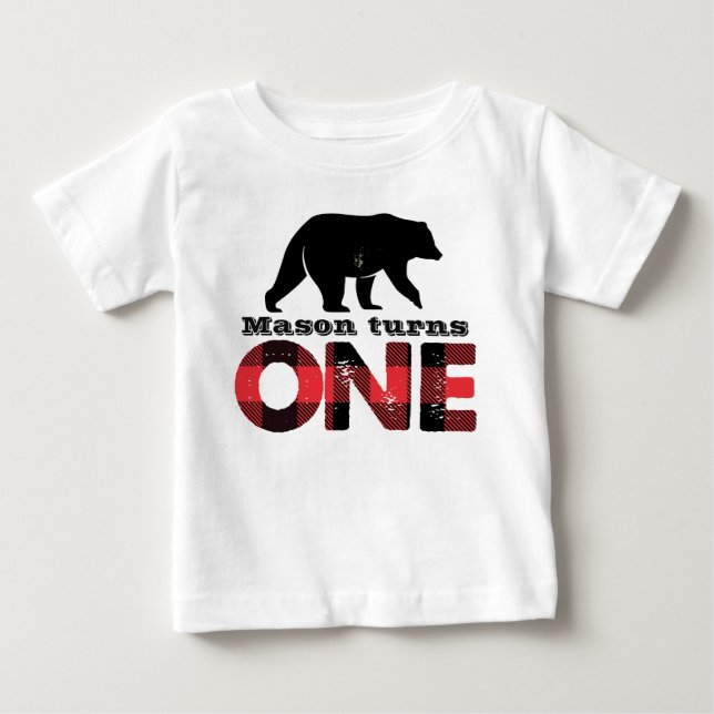 Lumberjack Wilderness Boys First Birthday Shirt (Front)