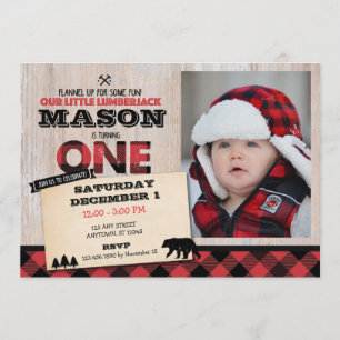 Lumberjack Wilderness First Birthday Invitation
