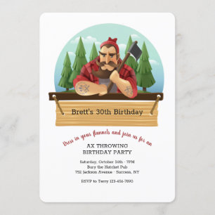Lumberjack with Ax Invitation