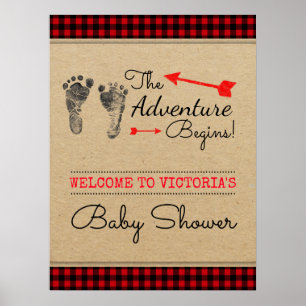 Lumberjack Woodland Adventure Baby Shower Sign