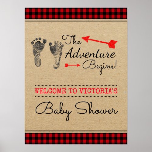 Lumberjack Woodland Adventure Baby Shower Sign