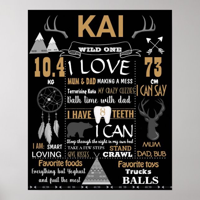 Lumberjack Woodland antlers elk moose Birthday Poster (Front)