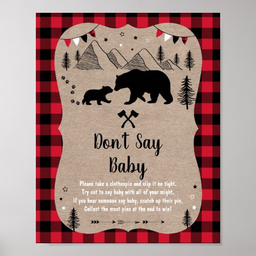 Lumberjack Woodland Bear Dont Say Baby Game Poster