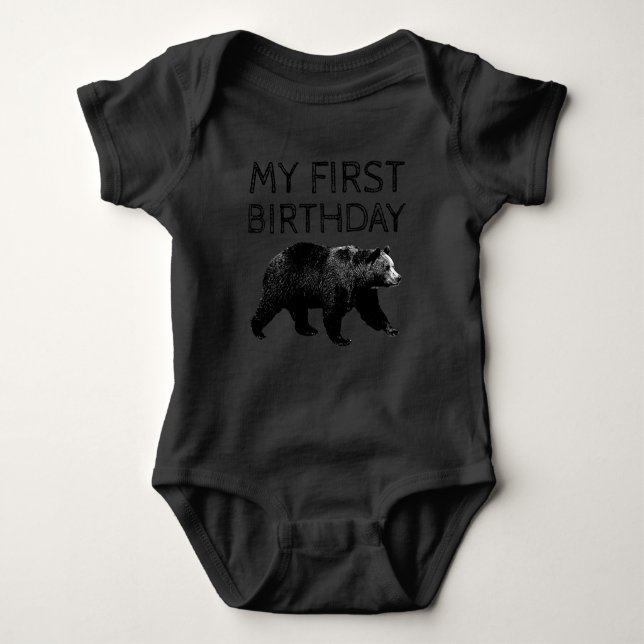 Lumberjack Woodland Bear First Birthday Shirts (Front)