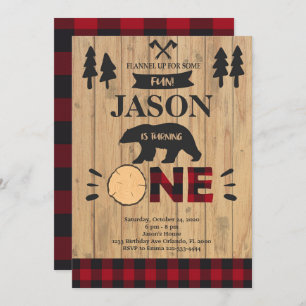 Lumberjack Woodland Boy 1st Birthday Invitation