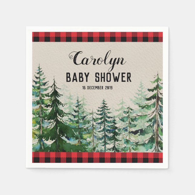 Lumberjack Woodland Forest Cocktail Paper Napkins (Front)