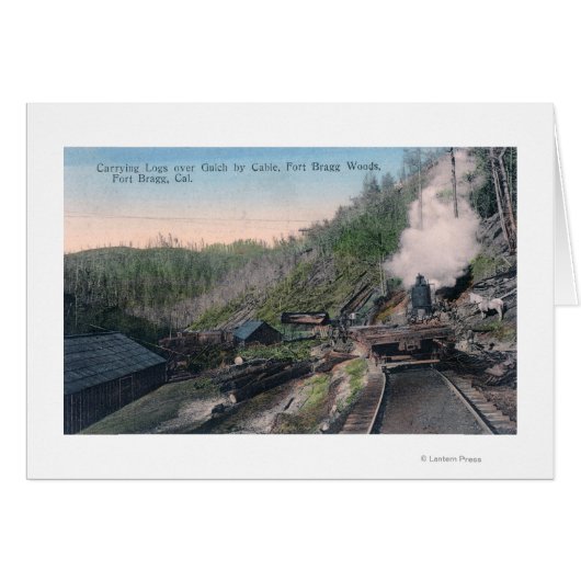 Lumberjacks Carrying Logs over Gulch by Cable Cards (Front Horizontal)