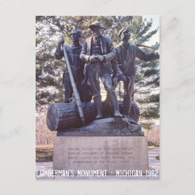Lumberman's Monument Michigan Postcard (Front)