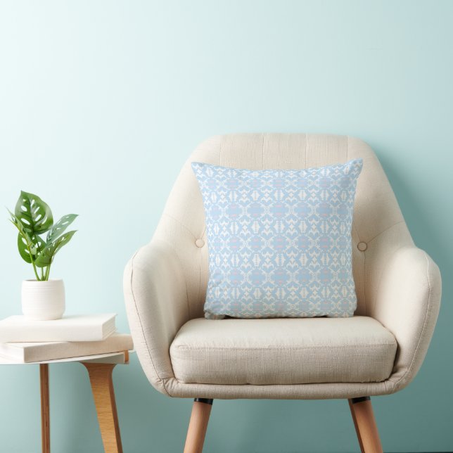 Lumélys – Soft Blue Geometric Decorative Cushion (Chair)