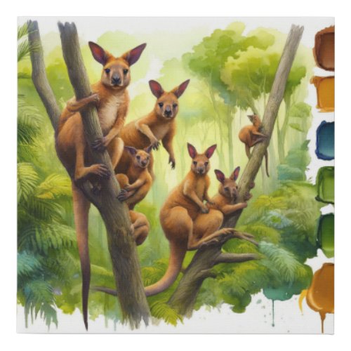 Lumholtz Tree Kangaroos in the Wild REF247 _ Water Faux Canvas Print