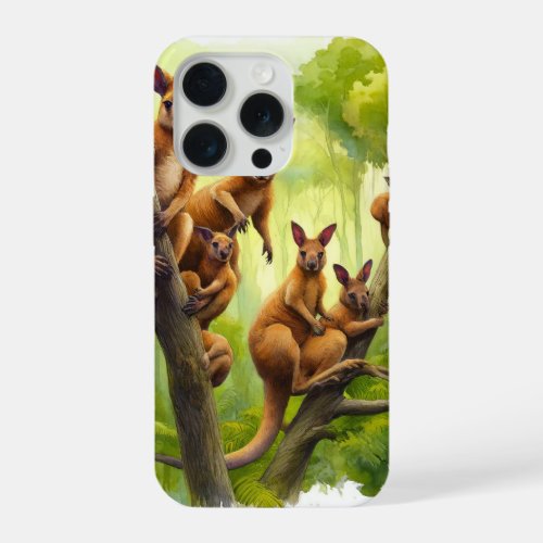 Lumholtz Tree Kangaroos in the Wild REF247 _ Water iPhone 15 Pro Case