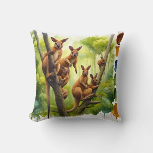 Lumholtz Tree Kangaroos in the Wild REF247 _ Water Throw Pillow