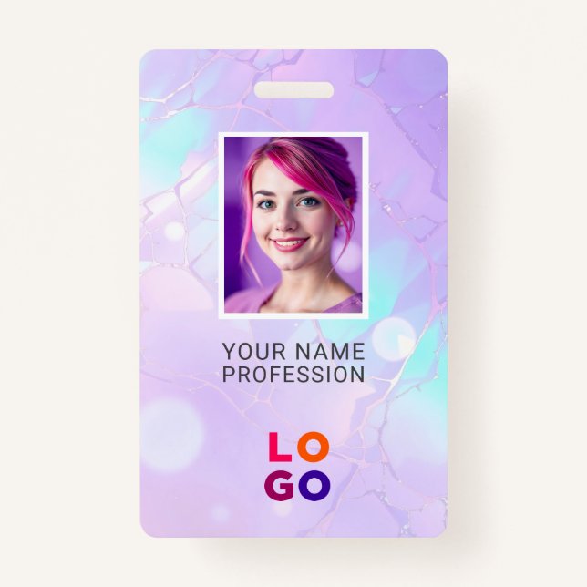 Lumina Opal Business Logo, Photo, Qr Code, Name ID Badge (Front)