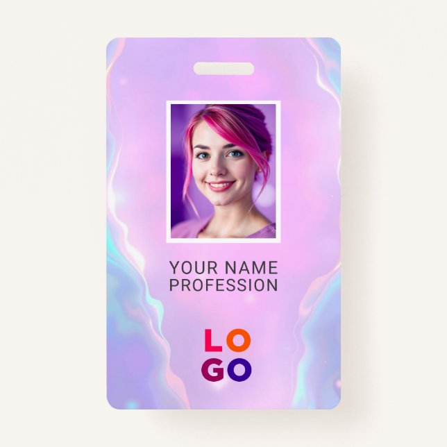 Lumina Opal Business Logo, Photo, Qr Code, Name ID Badge (Front)