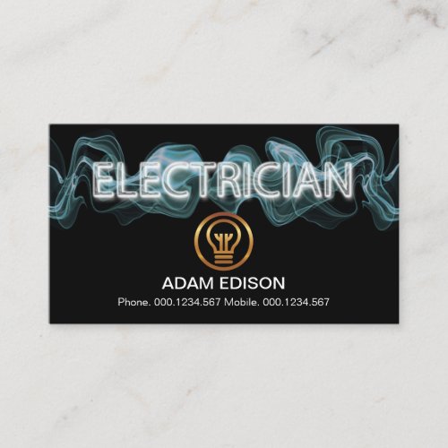 Luminescent Blue Electric Lightning Electrician Business Card