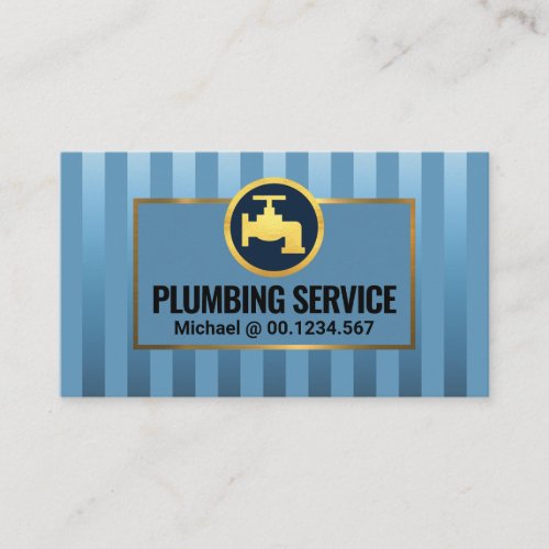 Luminescent Blue Lines Gold Box Business Card