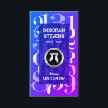 Luminescent Blue Mathematical Numbers Math Tutor Business Card<br><div class="desc">A creative luminescent blue math numbers design. The transparent layer at the center houses all the details with your prestigious name and job title at the top. This is followed by a faux silver "pi" logo you can use alongside the contact details. Overleaf, in a white cover, the silver logo...</div>