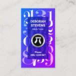 Luminescent Blue Mathematical Numbers Math Tutor Business Card<br><div class="desc">A creative luminescent blue math numbers design. The transparent layer at the center houses all the details with your prestigious name and job title at the top. This is followed by a faux silver "pi" logo you can use alongside the contact details. Overleaf, in a white cover, the silver logo...</div>