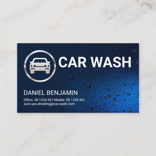 Luminescent Blue Water Drops Auto Car Wash Business Card