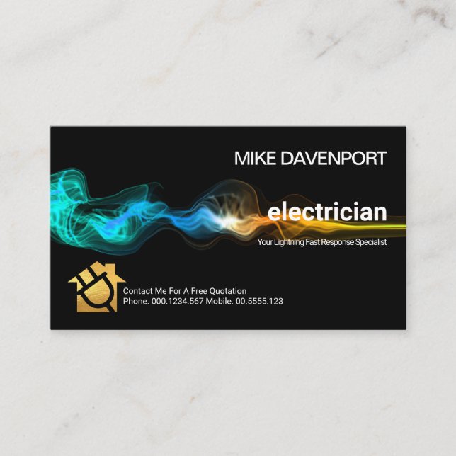 Luminescent Electric Lightning Strike Electrician Business Card (Front)