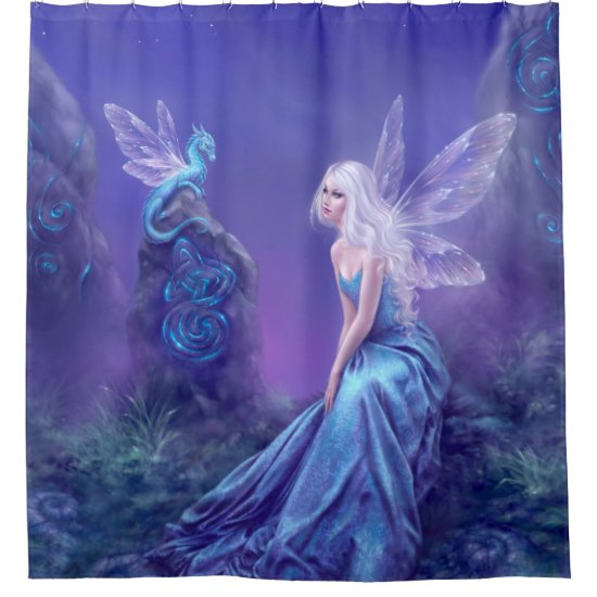 Luminescent Fairy & Dragon Art Shower Curtain