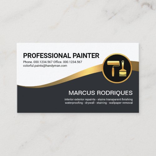 Luminescent Gold Wave Painting Business Card