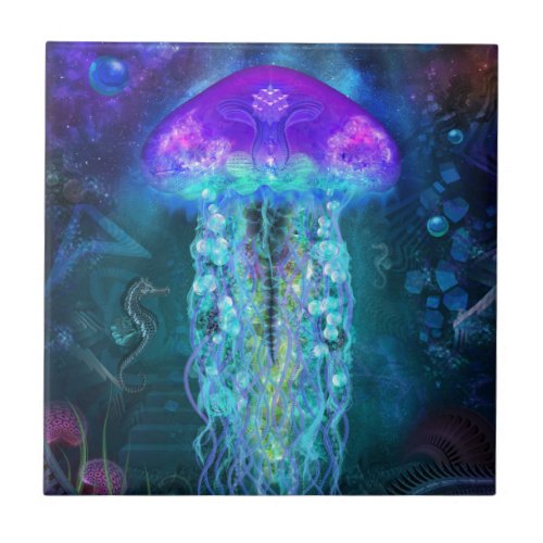 Luminescent Jellyfish Ceramic Tile