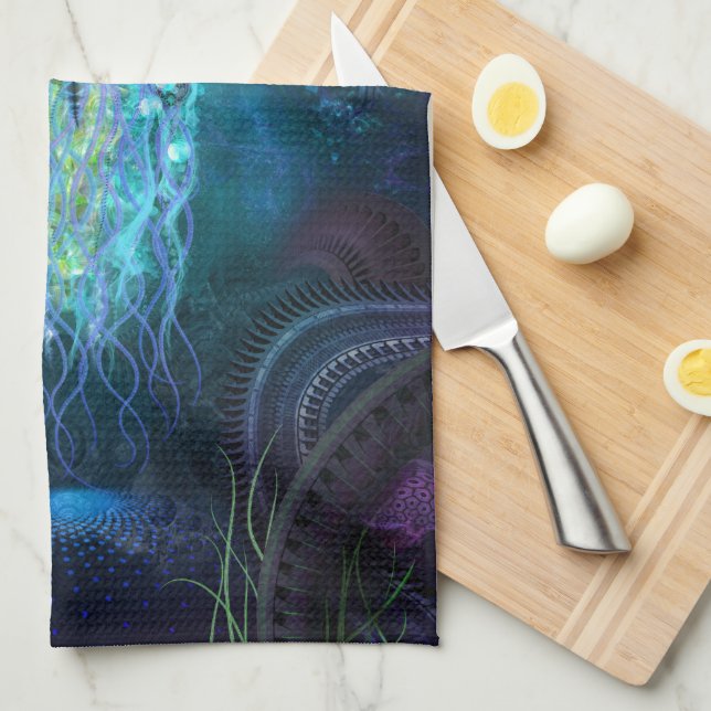 Luminescent Jellyfish Kitchen Towel (Quarter Fold)