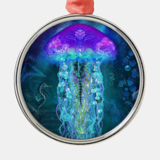 Luminescent Jellyfish Metal Ornament (Front)
