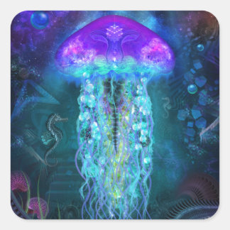Luminescent Jellyfish Square Sticker