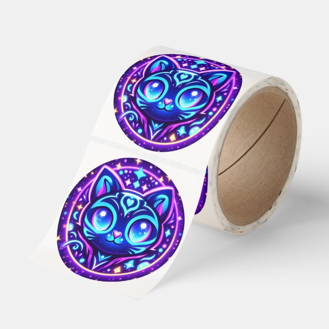 Luminescent Kitty 3 Classic Round Sticker (Roll)