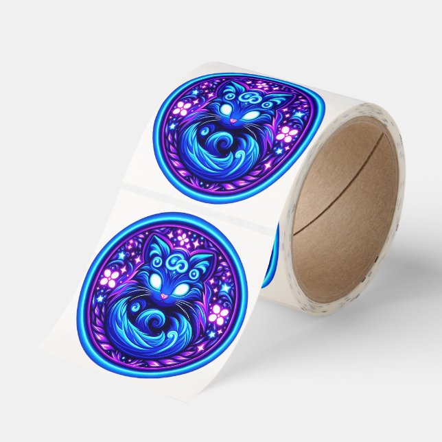 Luminescent Kitty 5 Classic Round Sticker (Roll)