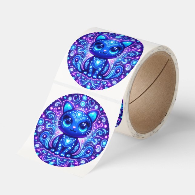 Luminescent Kitty Classic Round Sticker (Roll)