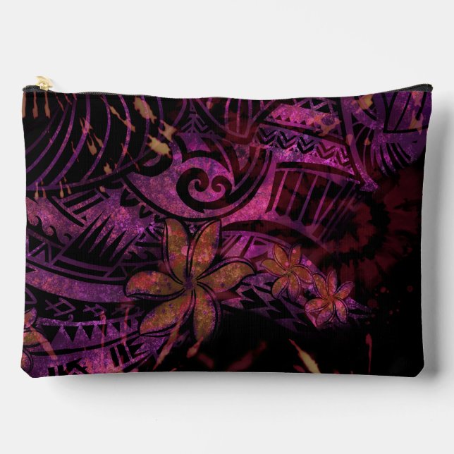 Luminescent Lava Tribal Plumeria Cosmetic Bag –  (Front)